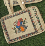 Handcrafted Laptop Bags with Authentic Madhubani Paintings, Tredy Stylish Handmade Laptop bag  Handicraft Mini bag - Image 4