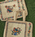 Handcrafted Laptop Bags with Authentic Madhubani Paintings, Tredy Stylish Handmade Laptop bag  Handicraft Mini bag - Image 2