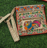 Fine Cross Bag with Authentic Madhubani Painting for Women, Casual, Travel, Beach and Party, Tredy Stylish Handmade stylish Cross bag  Handicraft Mini bag - Image 5