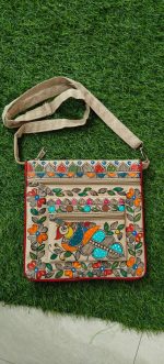 Fine Cross Bag with Authentic Madhubani Painting for Women, Casual, Travel, Beach and Party, Tredy Stylish Handmade stylish Cross bag  Handicraft Mini bag - Image 8